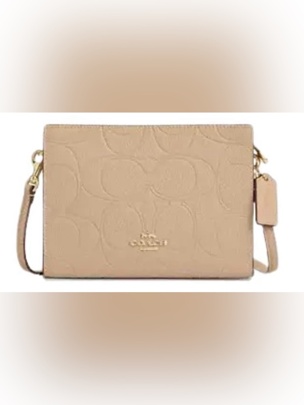 Coach Pebbled Embossed Leather Crossbody in Nude Beige